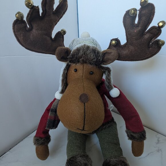 21" Sitting Christmas Moose with Weighted Bottom - Picture 1 of 10